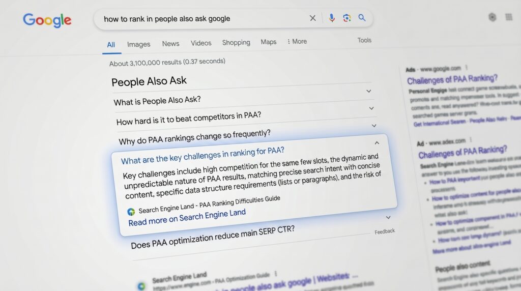 challenges of ranking in PAA results