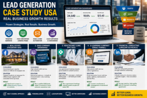 Lead generation case study dashboard showing real business growth strategies and marketing funnels in the USA