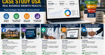 Lead generation case study dashboard showing real business growth strategies and marketing funnels in the USA