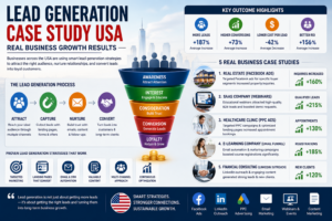 Business professionals analyzing lead generation campaigns and conversion growth strategies