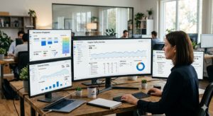 Google Analytics 4 dashboard for SEO ROI tracking and conversion measurement