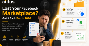 Person restoring Facebook Marketplace access on smartphone while viewing Marketplace recovery steps and selling opportunities in 2026.