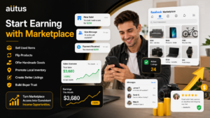 Seller earning money through Facebook Marketplace using optimized listings, product sales, and local business inventory.
