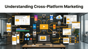 Cross-platform content marketing workflow showing YouTube videos repurposed into multiple social media formats.