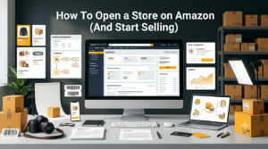Professional Store on Amazon setup featuring Seller Central dashboard, fulfillment workflow, and eCommerce tools.
