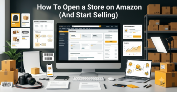 Professional Amazon store setup featuring Seller Central dashboard, fulfillment workflow, and eCommerce tools.