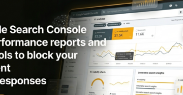 Google Search Console AI performance dashboard showing AI search visibility reports and content blocking controls