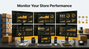 Amazon Seller Central analytics dashboard for monitoring sales, inventory, and advertising performance.