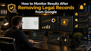 monitor search results after removing legal records with alerts and analytics